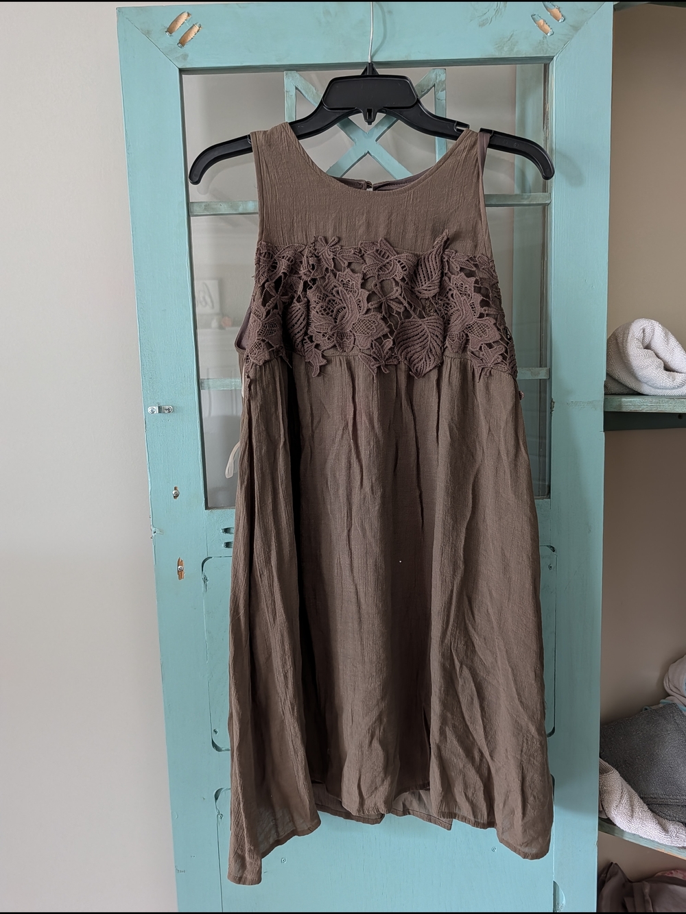 Speechless Brown Crochet Yoke Sleeveless Dress